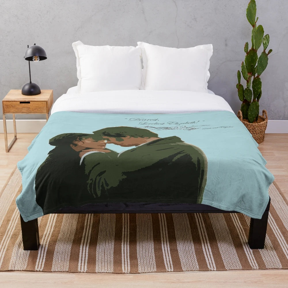 Pride and Prejudice Inspired Plush Blanket with Dearest Loveliest Elizabeth Quote
