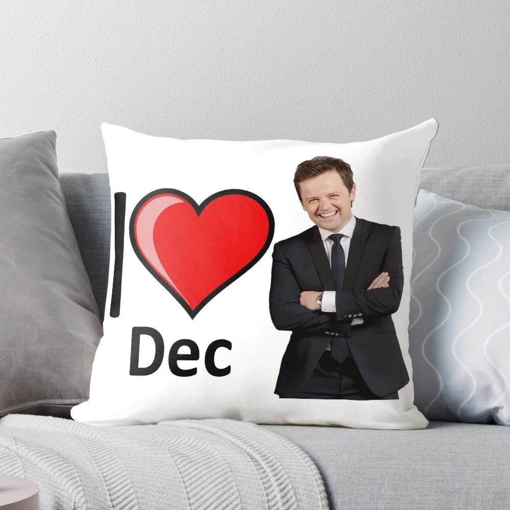 Soft, plush pillow with 'I Love Dec' Declan Donnelly design