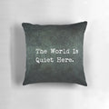 A decorative throw pillow featuring the logo and design elements from the 'A Series of Unfortunate Events' franchise