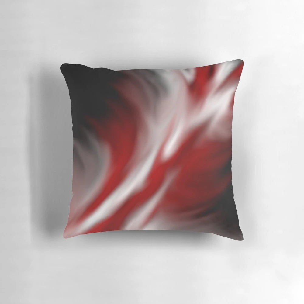 Decorative abstract red and white patterned pillow for modern home decor