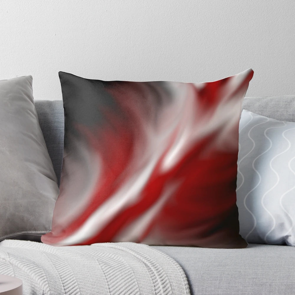 Decorative abstract red and white patterned pillow for modern home decor