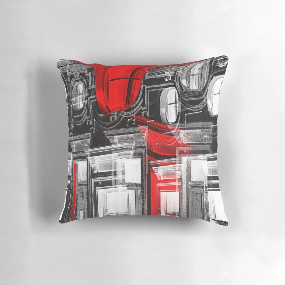 Decorative abstract red and white designed throw pillow