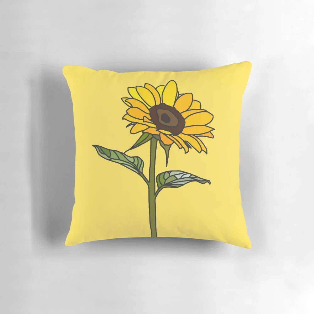 Vibrant sunflower design on a decorative throw pillow