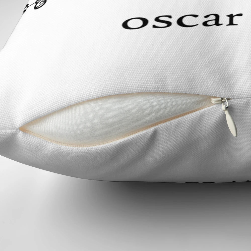 Black and white 'All Art is Quite Useless' decorative pillow featuring a classic quote from Oscar Wilde's 'The Picture of Dorian Gray