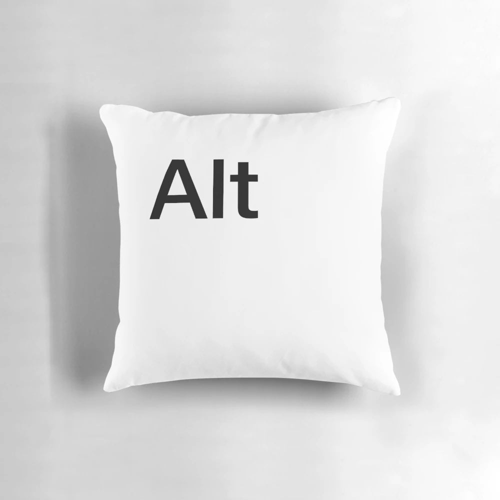 Soft, plush pillow in the shape of an computer keyboard alt key