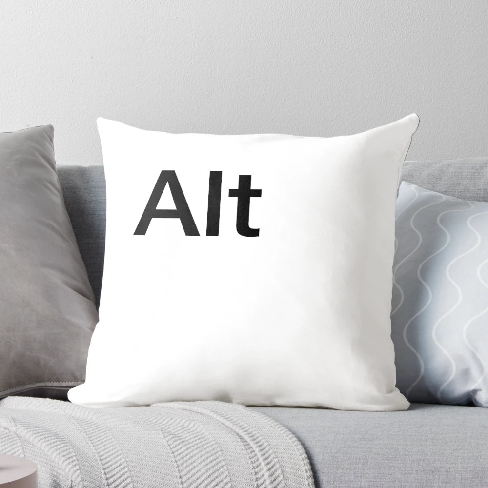 Soft, plush pillow in the shape of an computer keyboard alt key