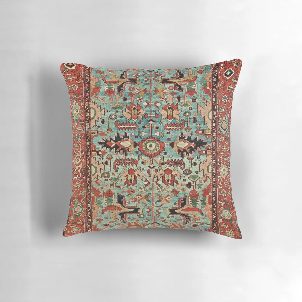 Antique Heriz Persian rug carpet print decorative throw pillow