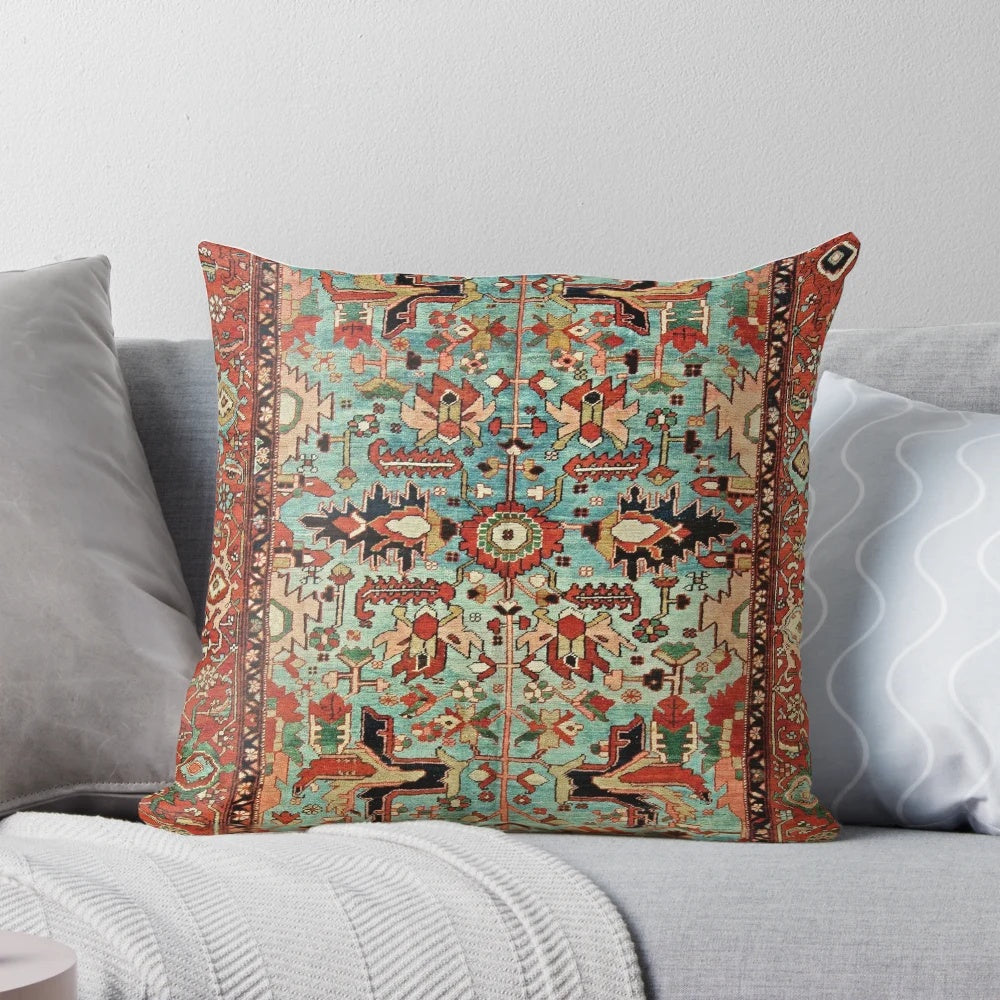 Antique Heriz Persian rug carpet print decorative throw pillow