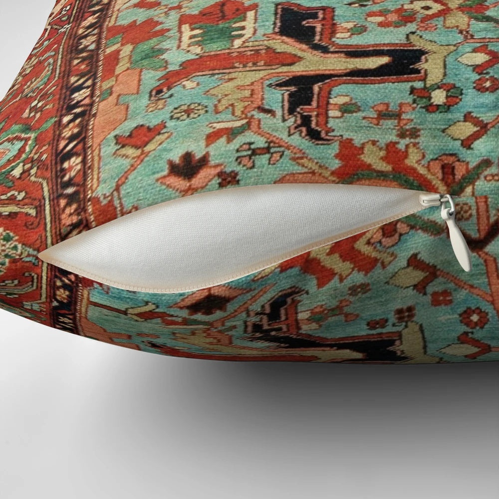 Antique Heriz Persian rug carpet print decorative throw pillow