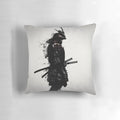 Armored samurai-inspired decorative throw pillow with Japanese-style design