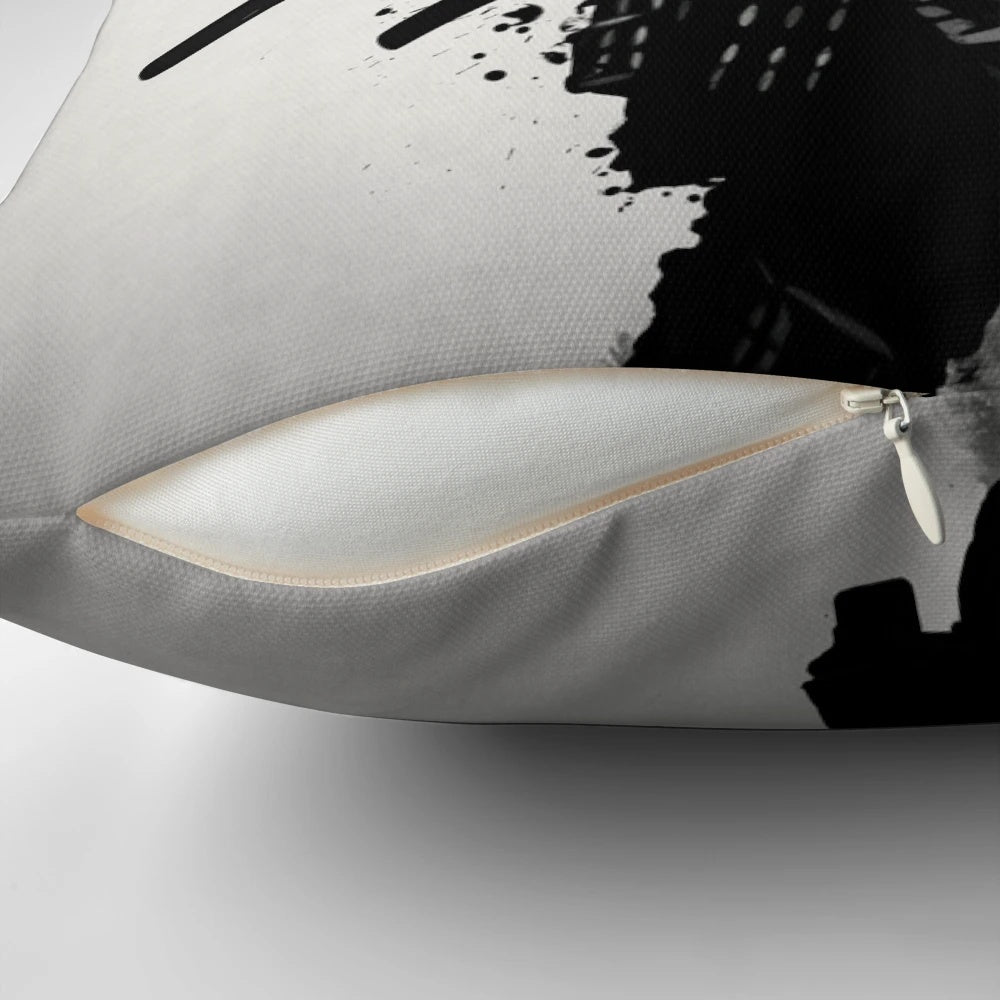 Armored samurai-inspired decorative throw pillow with Japanese-style design