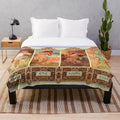 Alphonse Mucha-inspired art nouveau four seasons plush blanket