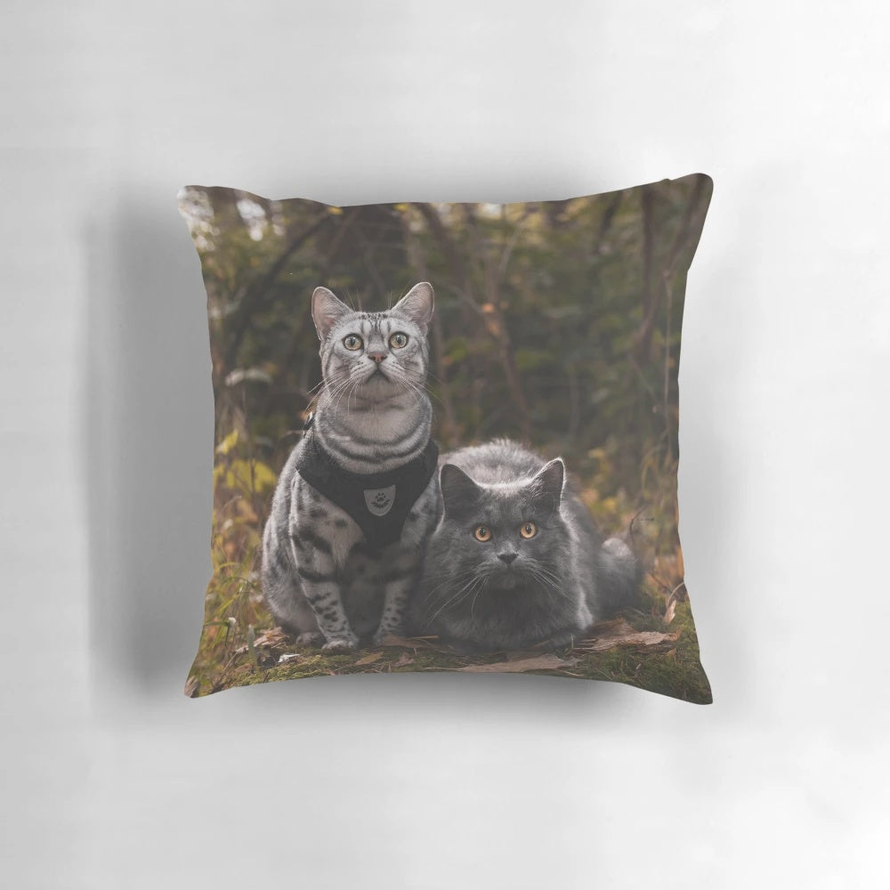 Vibrant autumn-themed decorative pillow with Apollo and Cosmo design