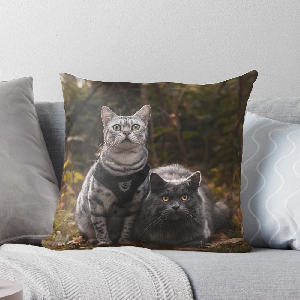 Vibrant autumn-themed decorative pillow with Apollo and Cosmo design