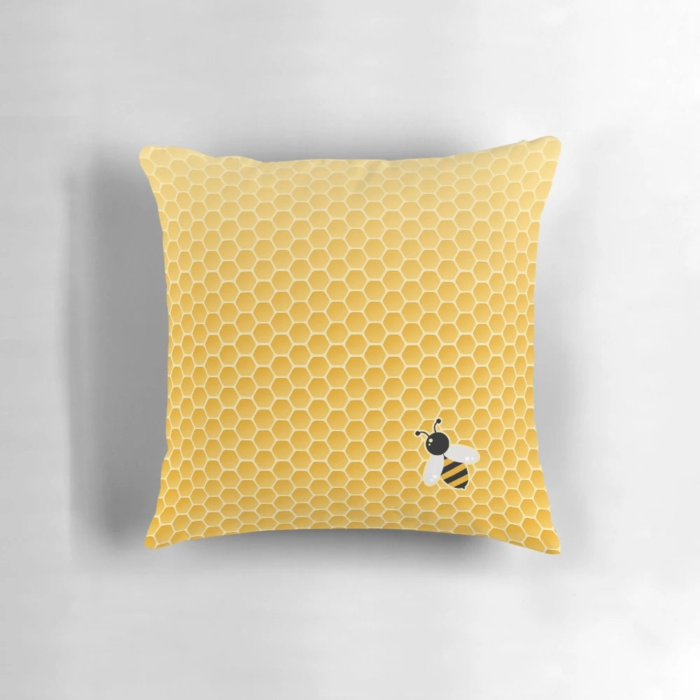 Colorful decorative pillow with cartoon bee design