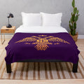 Plush blanket featuring a decorative Byzantine-inspired double-headed eagle symbol