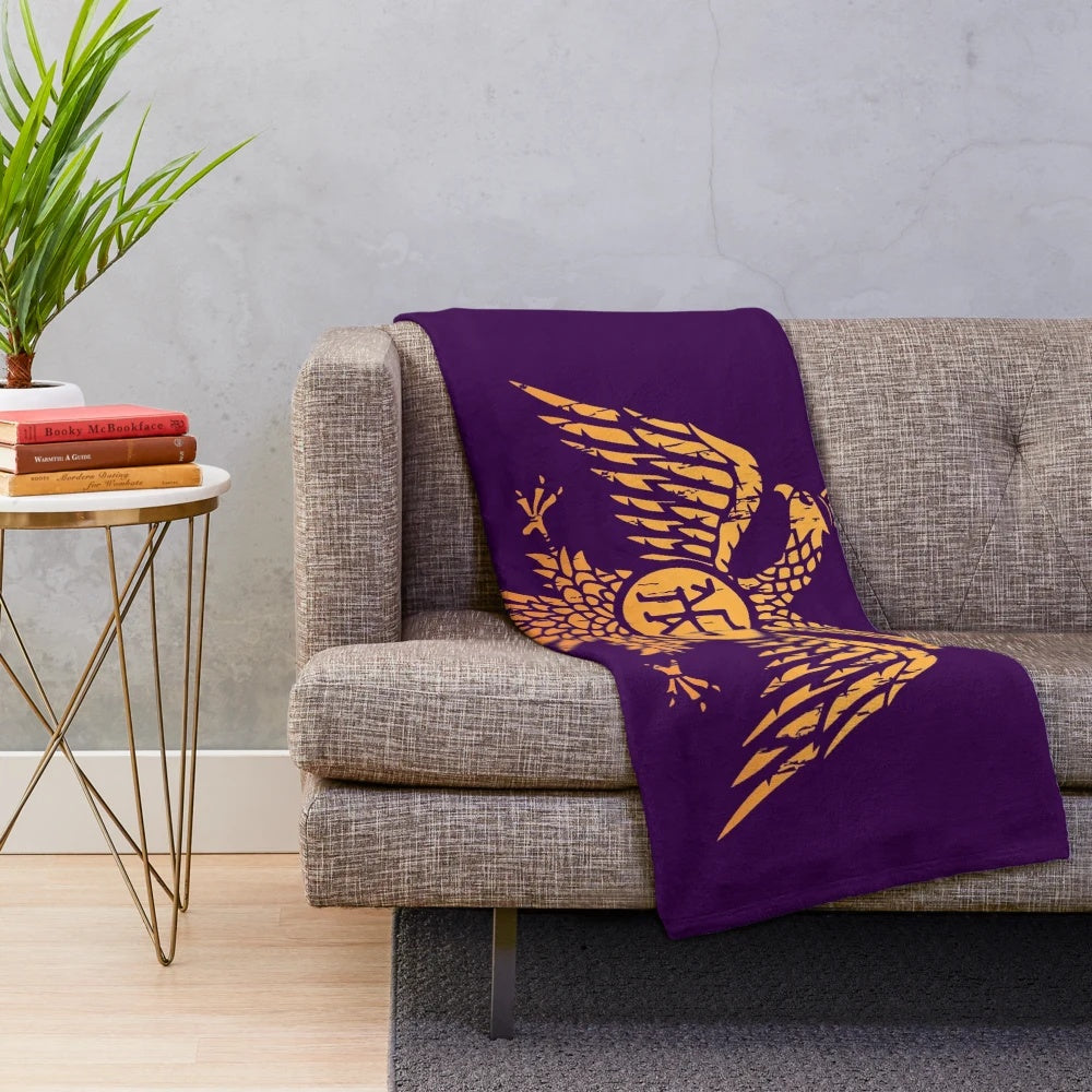 Plush blanket featuring a decorative Byzantine-inspired double-headed eagle symbol