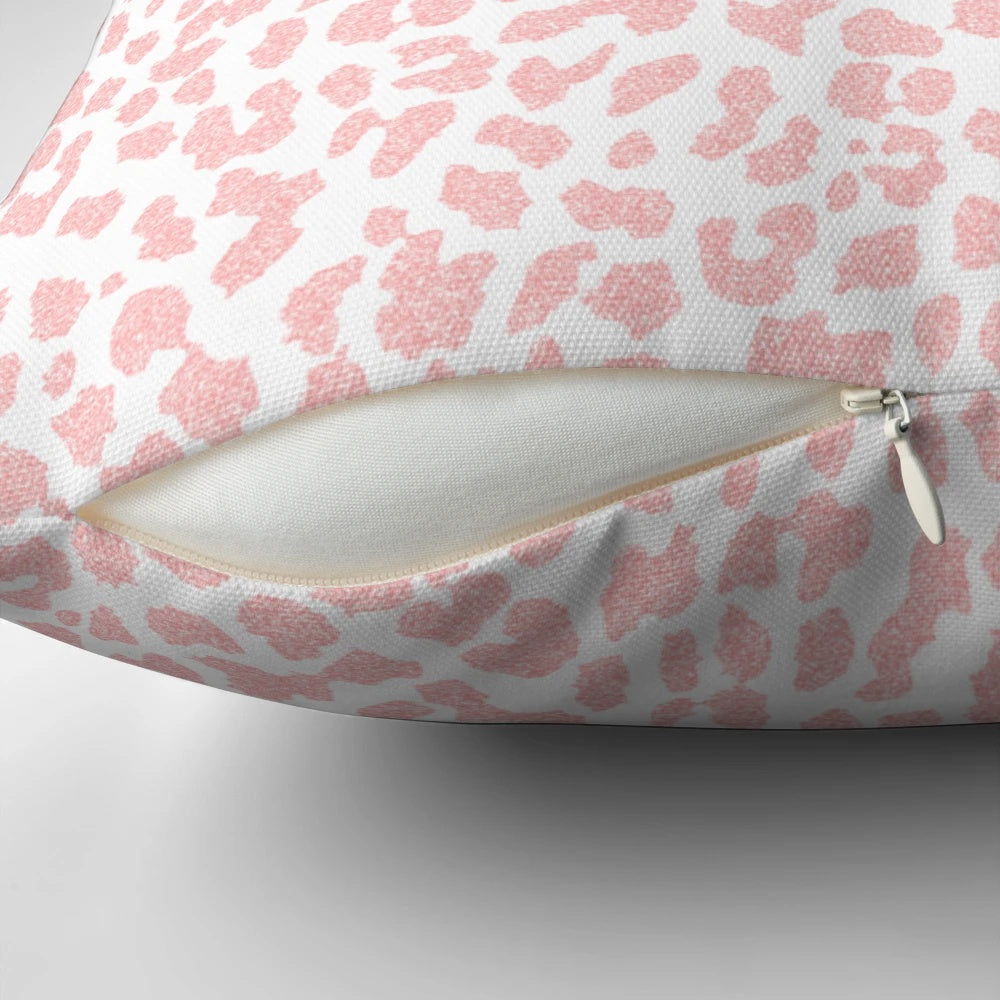 Coral leopard print decorative throw pillow