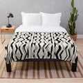 Decorative cream beige black geometric pattern plush blanket
