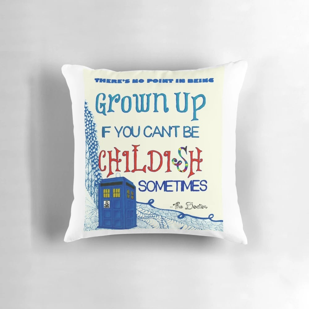 Dr. Who-inspired Zentangle design printed on a decorative throw pillow