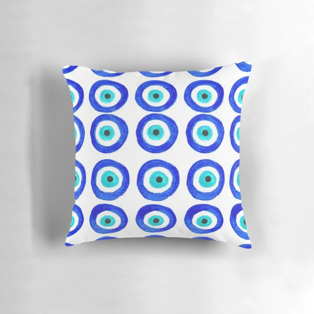 Stylish evil eye patterned throw pillow for home decoration