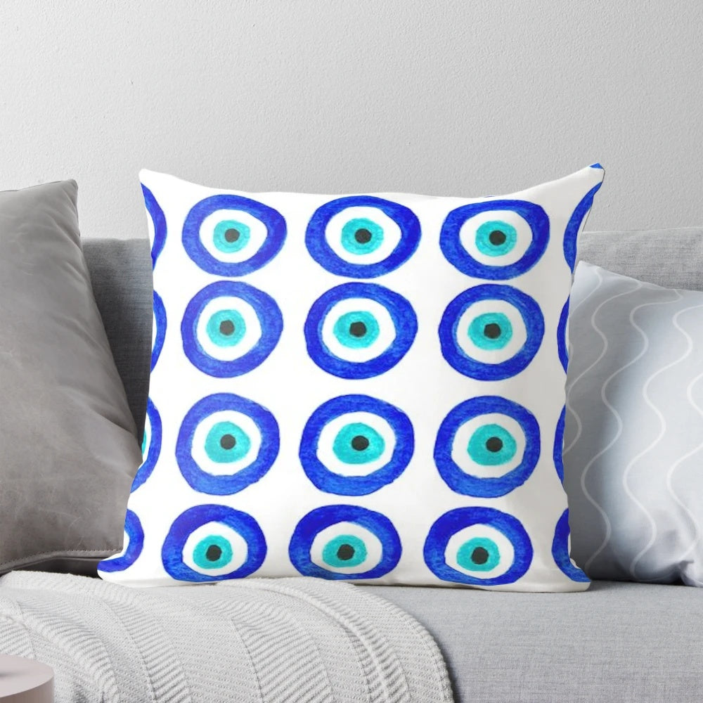 Stylish evil eye patterned throw pillow for home decoration