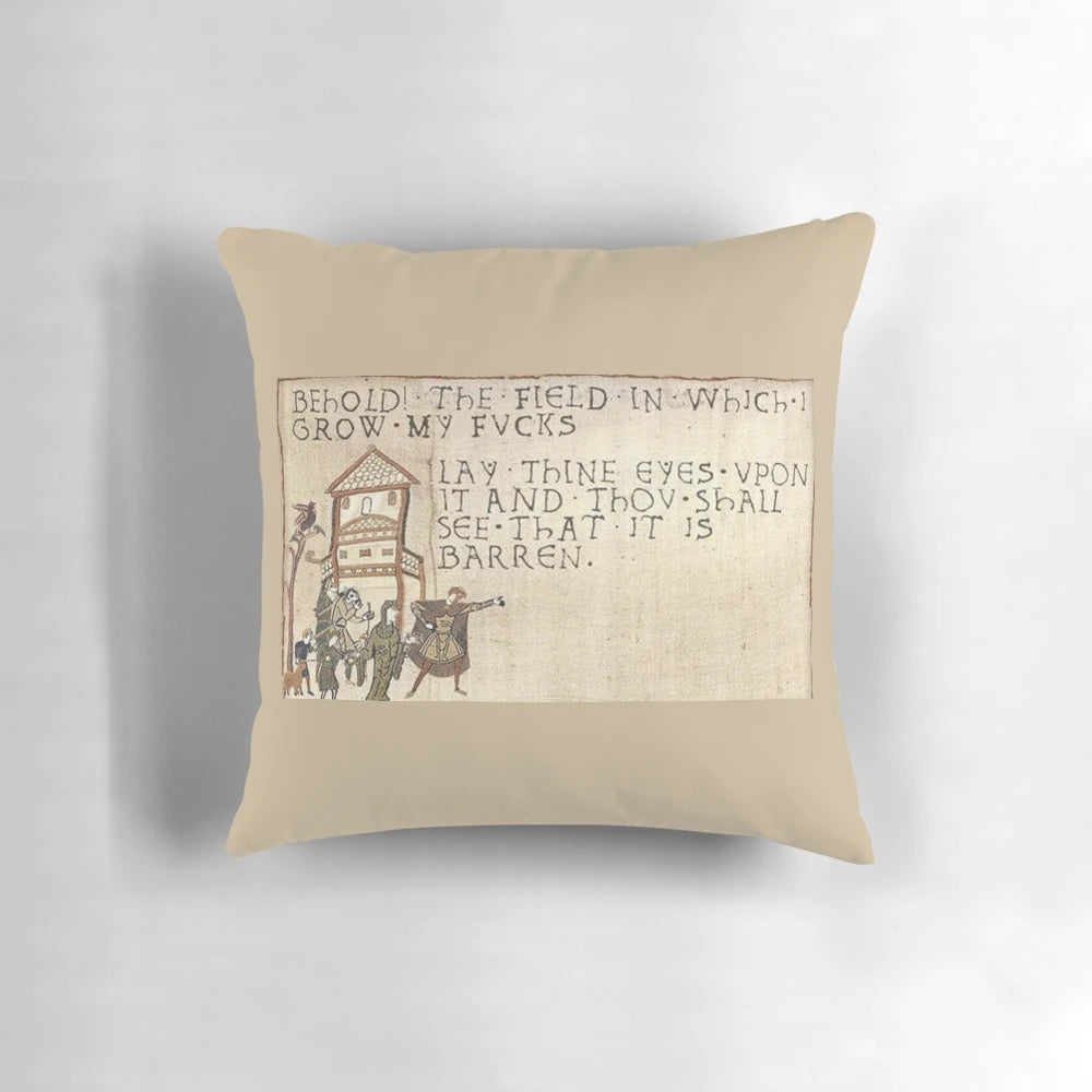 Decorative farmhouse style beige throw pillow with a vintage, rustic quote