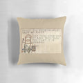 Decorative farmhouse style beige throw pillow with a vintage, rustic quote