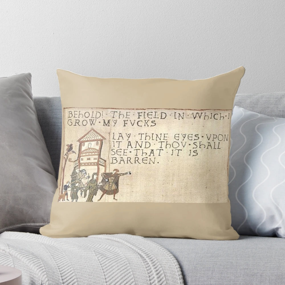Decorative farmhouse style beige throw pillow with a vintage, rustic quote