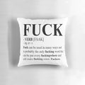Decorative pillow featuring the text "Fuck Definition"