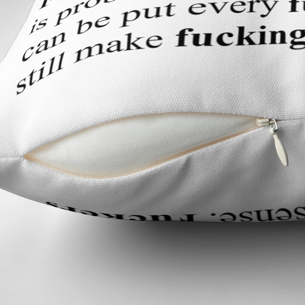 Decorative pillow featuring the text "Fuck Definition"