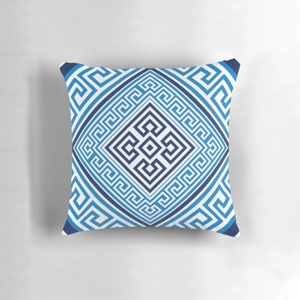Decorative Greek Key Rhombus Throw Pillow with Geometric Pattern Inspired by Ancient Greek Art