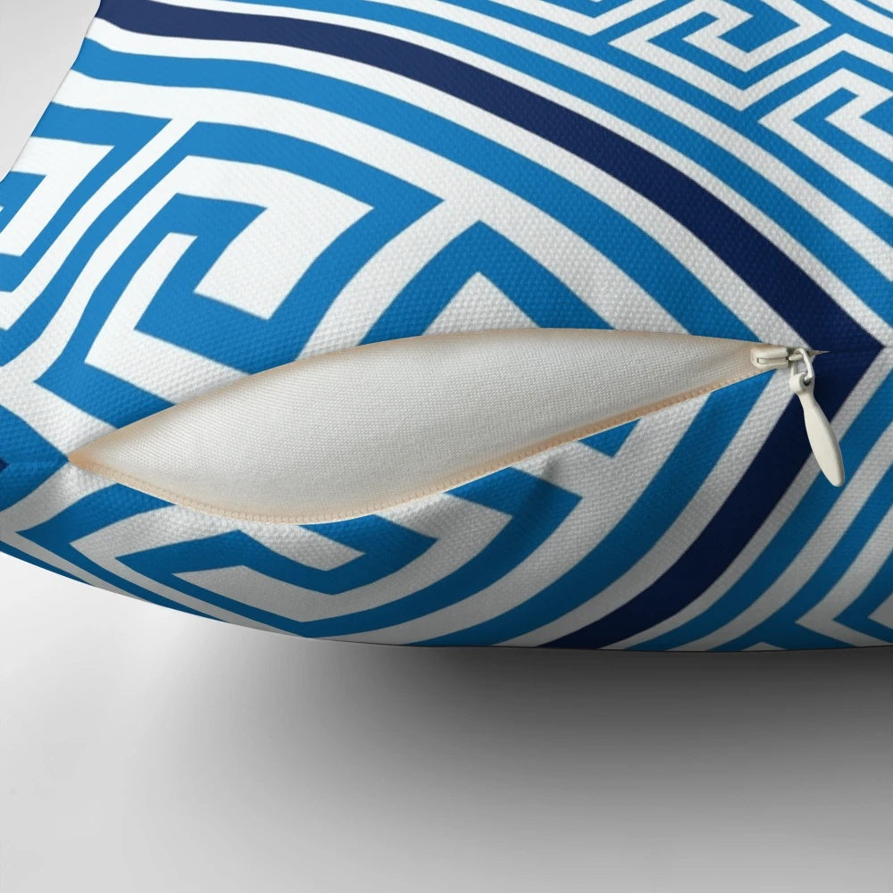 Decorative Greek Key Rhombus Throw Pillow with Geometric Pattern Inspired by Ancient Greek Art