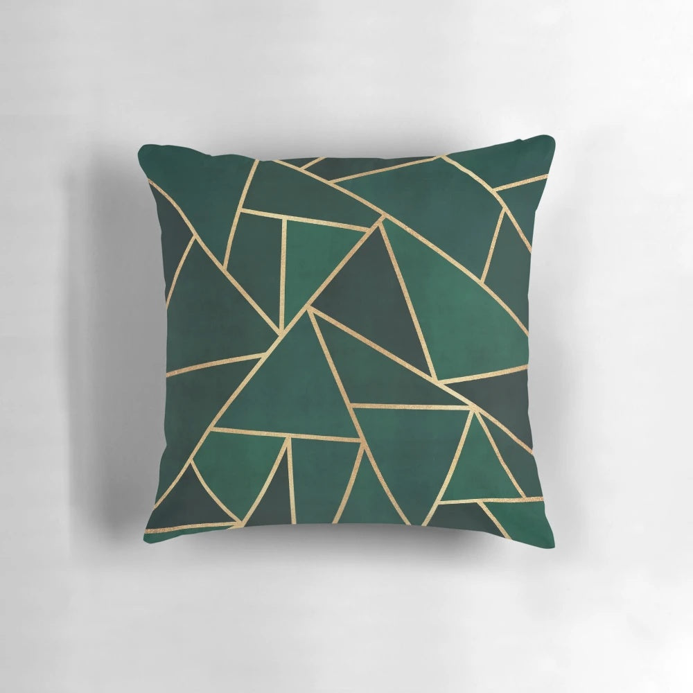 Green and gold pattern pillow