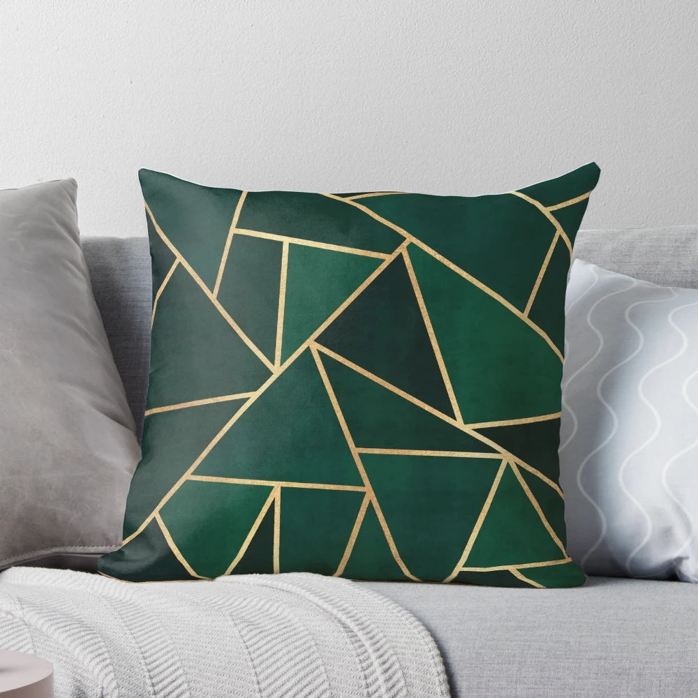 Green and gold pattern pillow