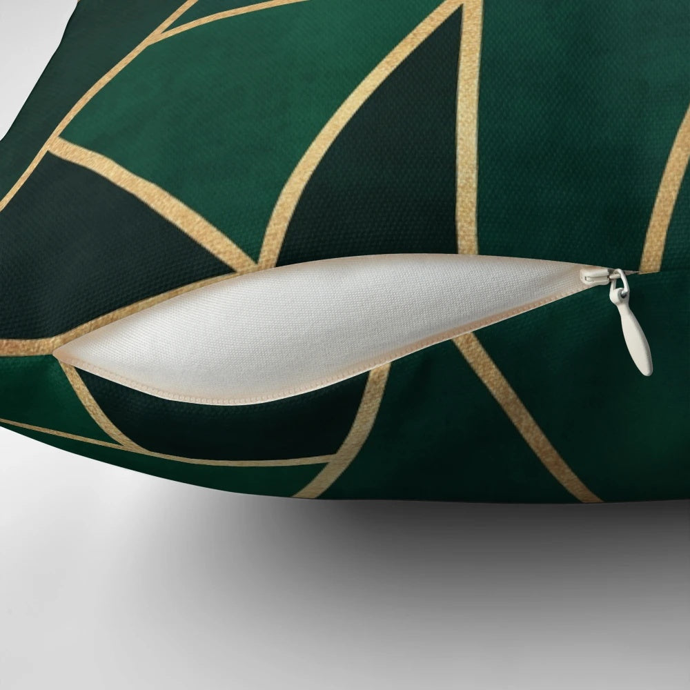 Green and gold pattern pillow