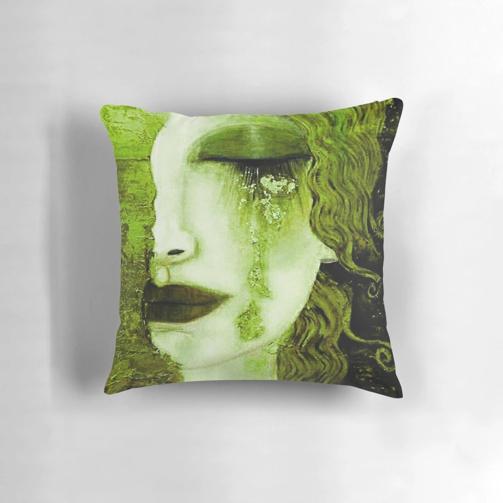 Decorative Gustav Klimt inspired pillow featuring a scenic view of Malcesine on Lake Garda