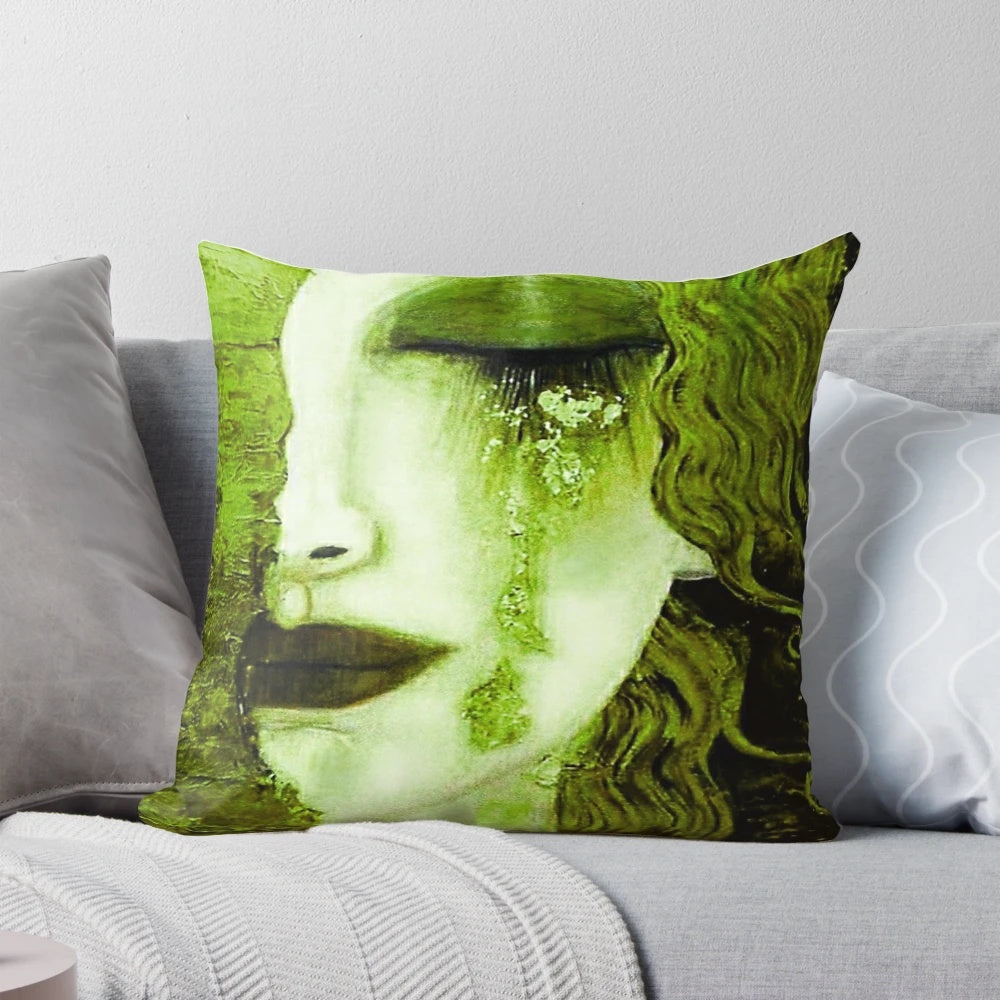 Decorative Gustav Klimt inspired pillow featuring a scenic view of Malcesine on Lake Garda