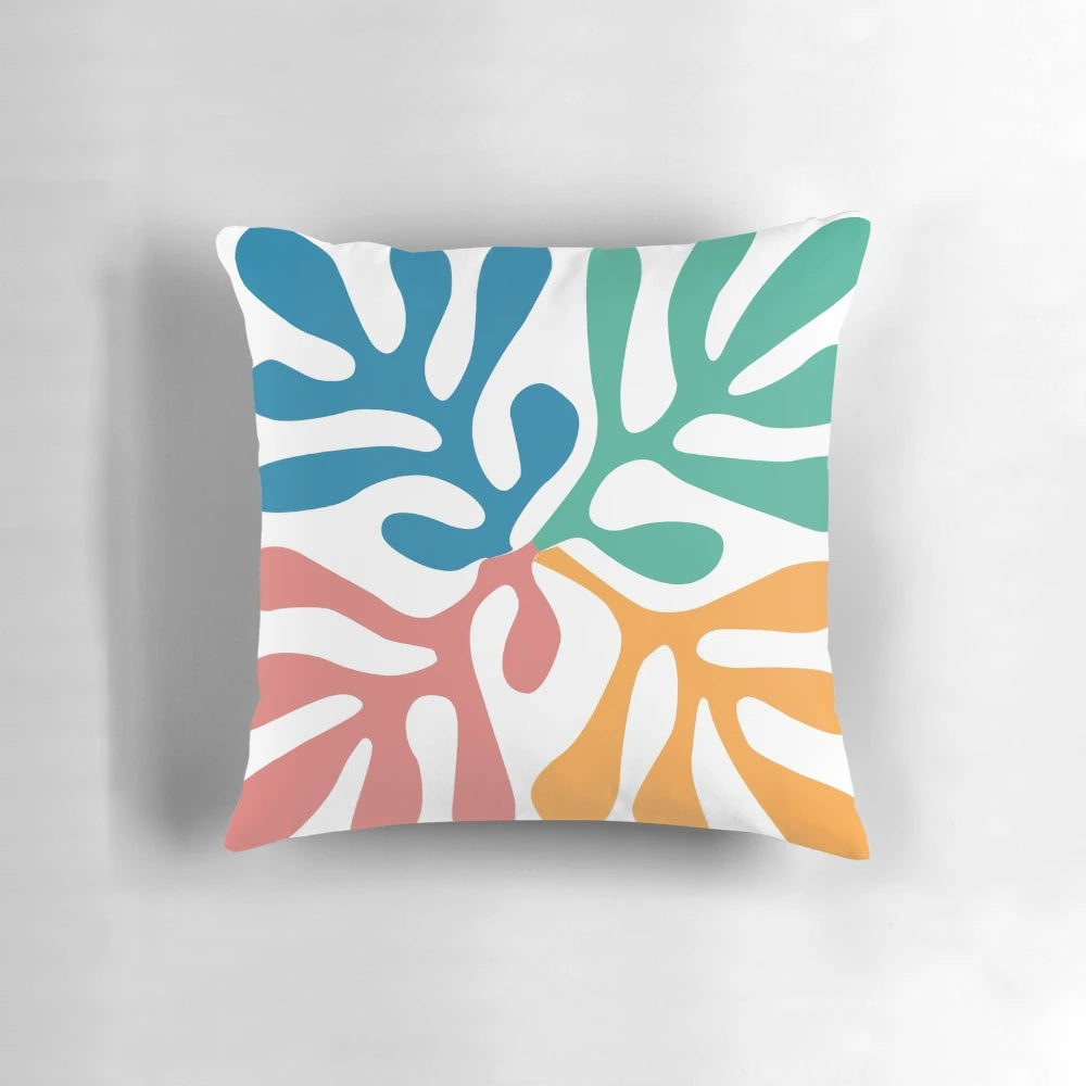 Colorful abstract Henri Matisse inspired cutout design pillow