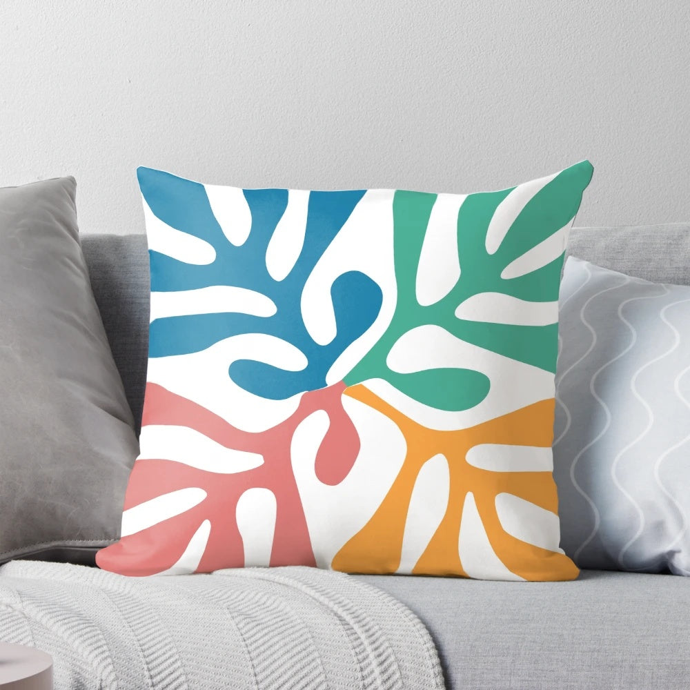 Colorful abstract Henri Matisse inspired cutout design pillow