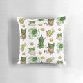 Decorative throw pillow featuring a pattern of Korok seeds from the Legend of Zelda: Breath of the Wild video game.