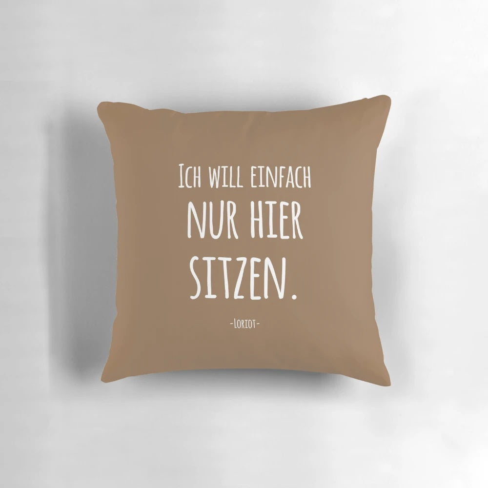 Decorative pillow featuring a Loriot quote and design