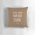 Decorative pillow featuring a Loriot quote and design