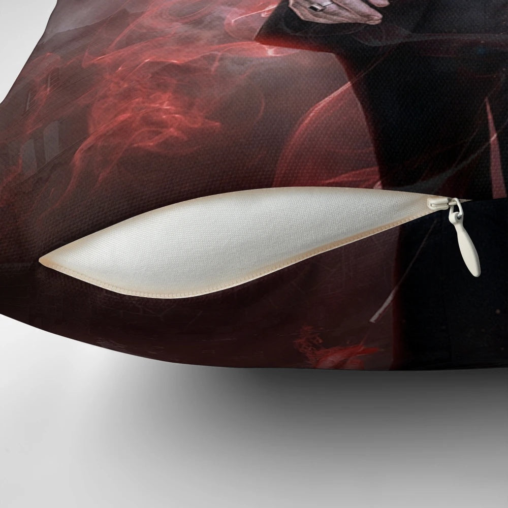 Decorative pillow featuring a Lucifer-inspired design