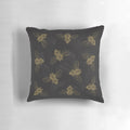 Vibrant throw pillow featuring a detailed mandala design with bees, in shades of yellow, black, and gold.
