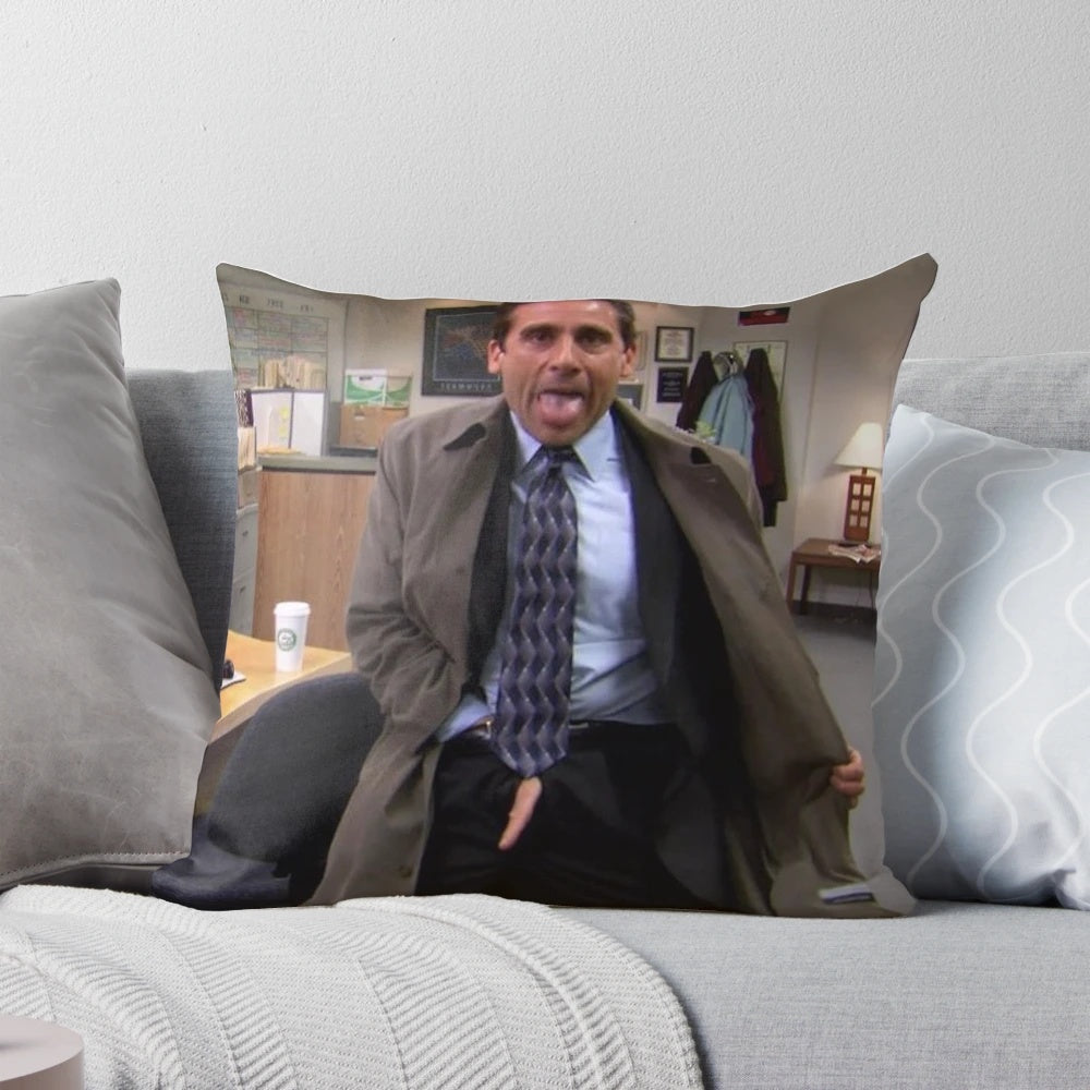 Decorative throw pillow featuring Michael Scott from the TV series The Office