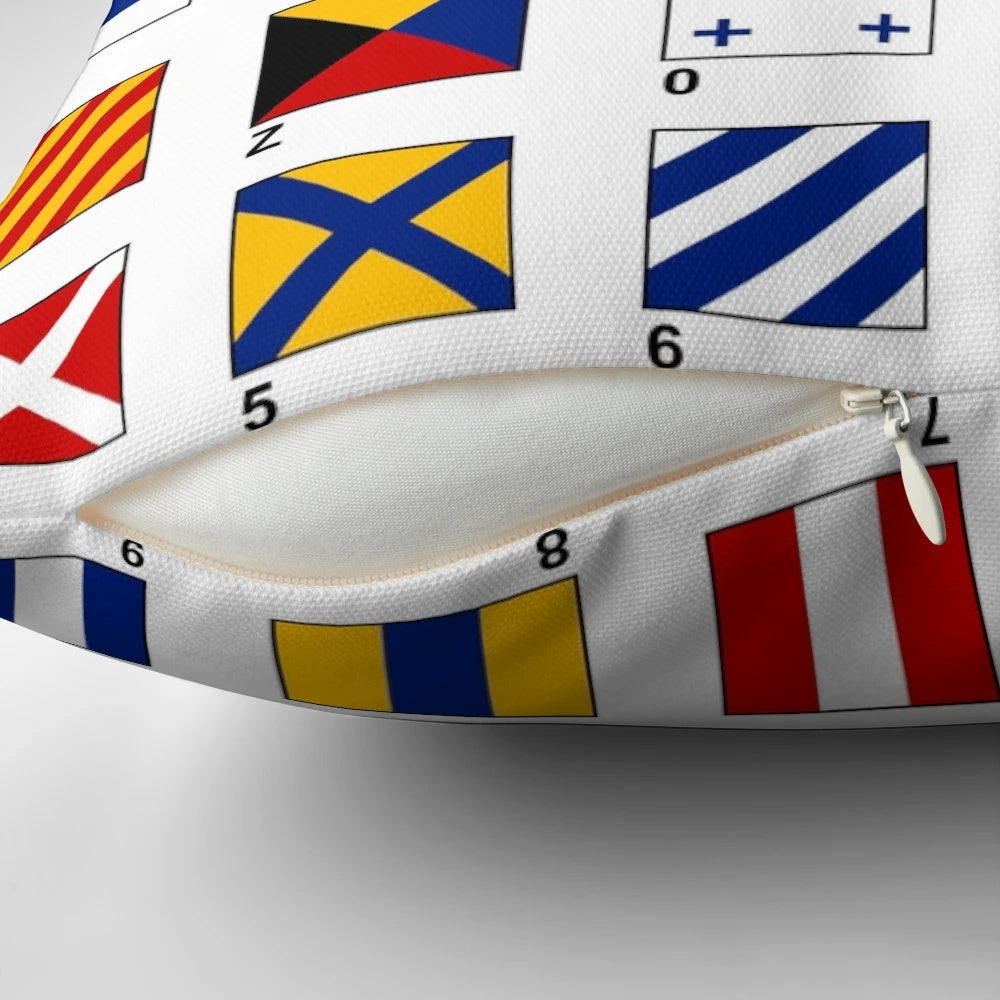 Decorative Nautical Flags Pillow with Alphabet and Number Designs for Coastal Home Decor