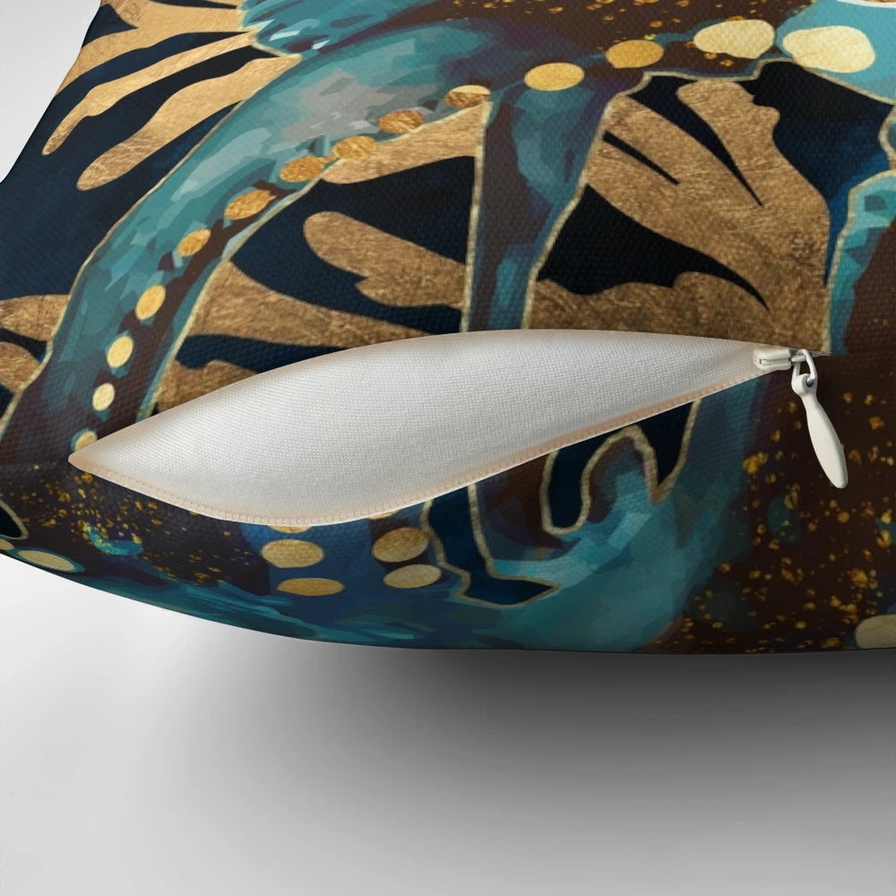 Vibrant indigo-colored octopus-themed decorative throw pillow with abstract tentacle design