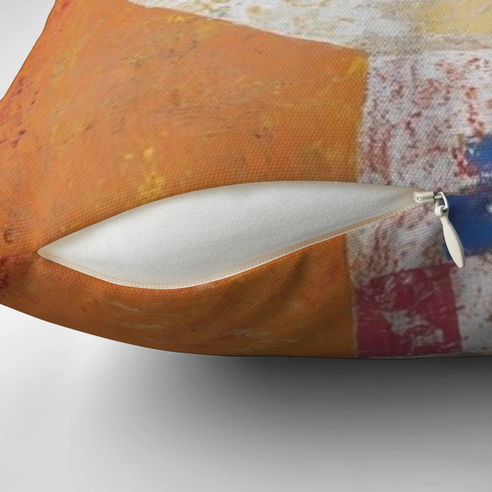 Throw pillow featuring the abstract art painting "Senecio" by artist Paul Klee