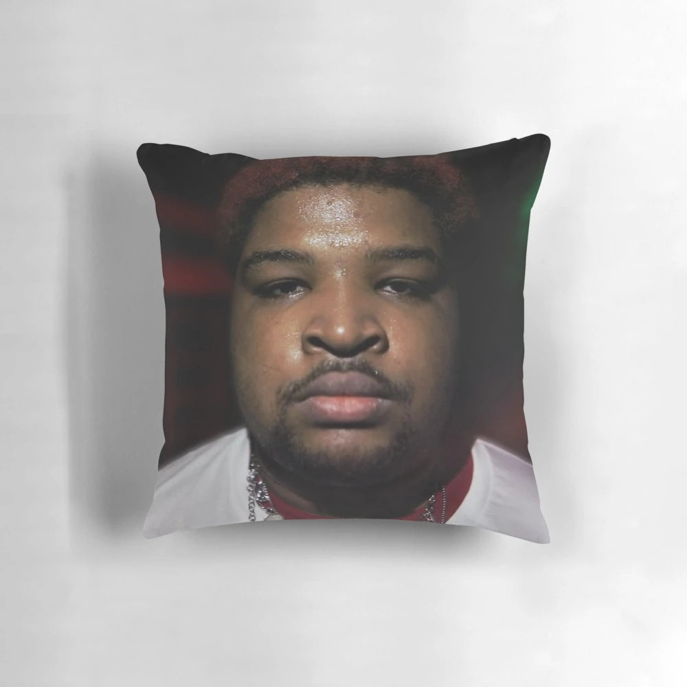 Decorative pillow with Mario Judah "rage" design
